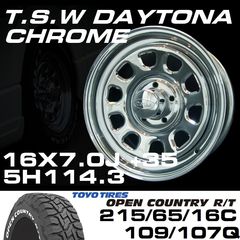 TSW DAYTONA �������� 16X7.0J+35 5H114.3��TOYO OPEN COUNTRY R/T �ۥ磻�ȥ쥿�� 215/65/16C���ۥ�����������䥻�å�