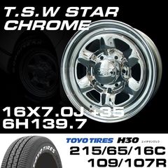 TSW STAR �������� 16X7.0J+35 6H139.7��TOYO H30 �ۥ磻�ȥ쥿�� 215/65/16C 109/107R���ۥ�����������䥻�å�
