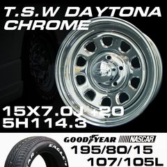 TSW DAYTONA �������� 15X7.0J+20 5H114.3��GOODYEAR NASCAR �ۥ磻�ȥ쥿�� 195/80R15���ۥ�����������䥻�å�
