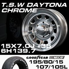 TSW DAYTONA �������� 15X7.0J+35 6H139.7��GOODYEAR NASCAR �ۥ磻�ȥ쥿�� 195/80R15���ۥ�����������䥻�å�
