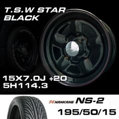 TSW STAR �֥�å� 15X7.0J+20 5H114.3��NANKANG NS-2 195/50R15���ۥ�����������䥻�å�