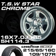 TSW STAR �������� 16X7.0J+35 5H114.3��GOODYEAR NASCAR �ۥ磻�ȥ쥿�� 215/65R16C 109/107R���ۥ�����������䥻�å�