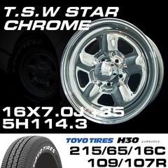 TSW STAR �������� 16X7.0J+35 5H114.3��TOYO H30 �ۥ磻�ȥ쥿�� 215/65/16C 109/107R���ۥ�����������䥻�å�