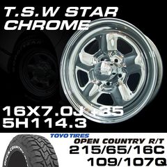 TSW STAR �������� 16X7.0J+35 5H114.3��TOYO OPEN COUNTRY R/T �ۥ磻�ȥ쥿�� 215/65/16C���ۥ�����������䥻�å�
