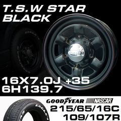 TSW STAR �֥�å� 16X7.0J+35 6H139.7��GOODYEAR NASCAR �ۥ磻�ȥ쥿�� 215/65R16C 109/107R���ۥ�����������䥻�å�