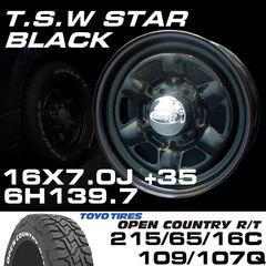 TSW STAR �֥�å� 16X7.0J+35 6H139.7��TOYO OPEN COUNTRY R/T �ۥ磻�ȥ쥿�� 215/65/16C���ۥ�����������䥻�å�