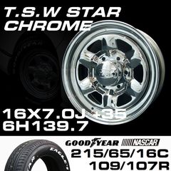 TSW STAR �������� 16X7.0J+35 6H139.7��GOODYEAR NASCAR �ۥ磻�ȥ쥿�� 215/65R16C 109/107R���ۥ�����������䥻�å�