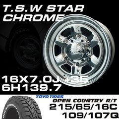 TSW STAR �������� 16X7.0J+35 6H139.7��TOYO OPEN COUNTRY R/T �ۥ磻�ȥ쥿�� 215/65/16C���ۥ�����������䥻�å�