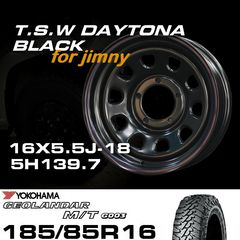 ����ˡ� TSW DAYTONA �֥�å� 16X5.5J-18��YOKOHAMA GEOLANDAR M/T G003��185/85R16���ۥ�����& �����䥻�å�