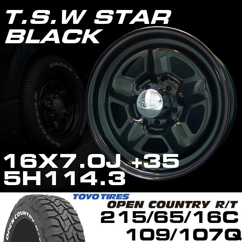 TSW STAR �֥�å� 16X7.0J+35 5H114.3��TOYO OPEN COUNTRY R/T �ۥ磻�ȥ쥿�� 215/65/16C���ۥ�����������䥻�å�