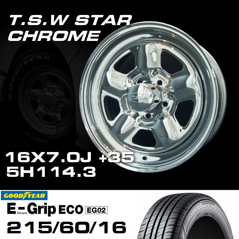 TSW STAR �������� 16X7.0J+35 5H114.3��GOODYEAR E-GRIP ECO EG02 215/60R16���ۥ�����������䥻�å�