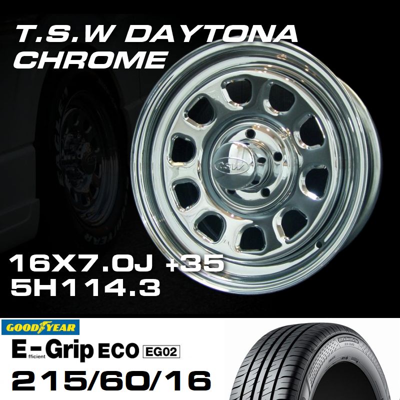 TSW DAYTONA �������� 16X7.0J+35 5H114.3��GOODYEAR E-GRIP ECO EG02 215/60R16���ۥ�����������䥻�å�