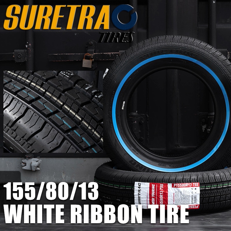 SURE TRAC POWER TOURING 155/80R13 ホワイトリボンタイヤ 2本