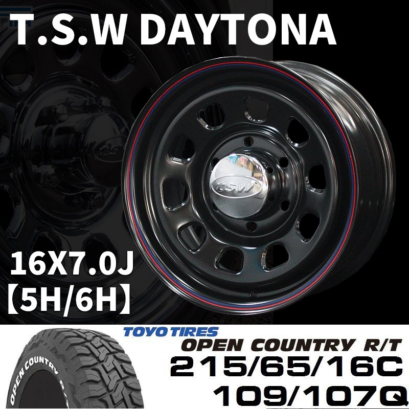 TSW DAYTONA 16X7J+35��5H/6H�� TOYO OPEN COUNTRY RT 21565R16C �ۥ磻�ȥ쥿��