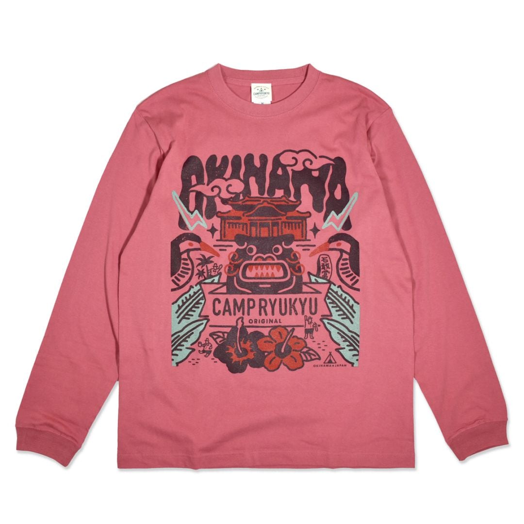 首里城シーサーロングスリーブ/ヘイジーレッド