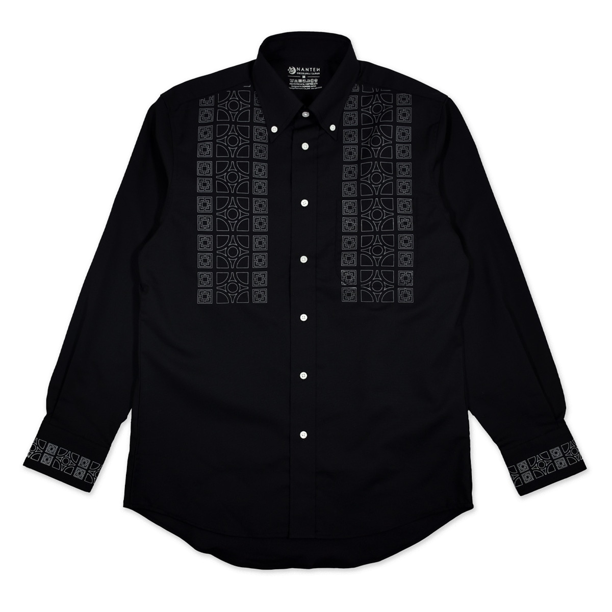 ハナブロック 長袖ビズシャツ/ブラック