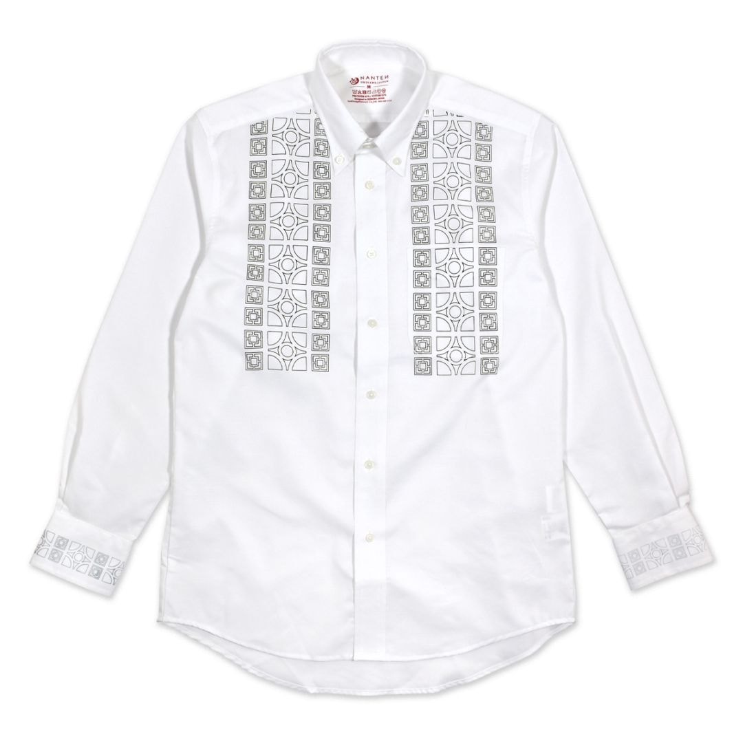 ハナブロック 長袖ビズシャツ/ホワイト