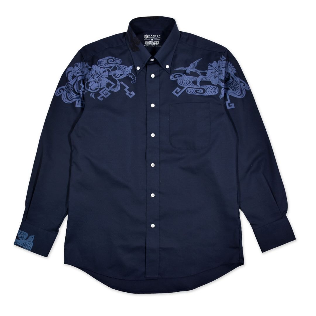 雷雲長袖ビズシャツ/ネイビー