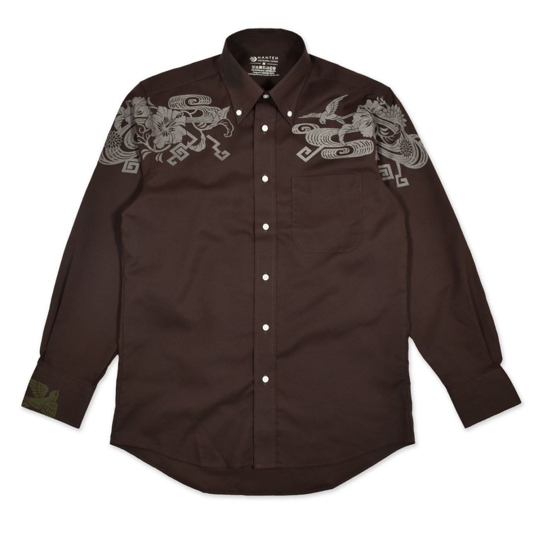 雷雲長袖ビズシャツ/ブラウン