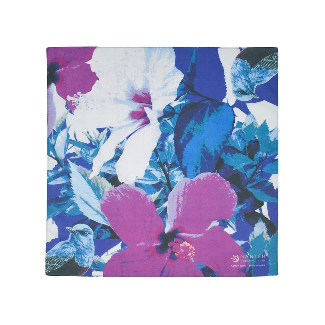 ハイビスカスとイソヒヨドリ ハンカチ