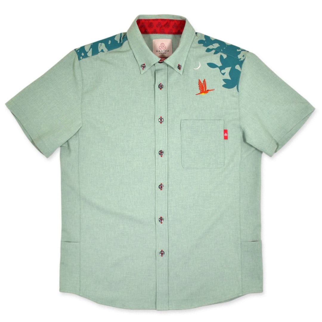 アカショウビン刺繍uraraka/グリーン