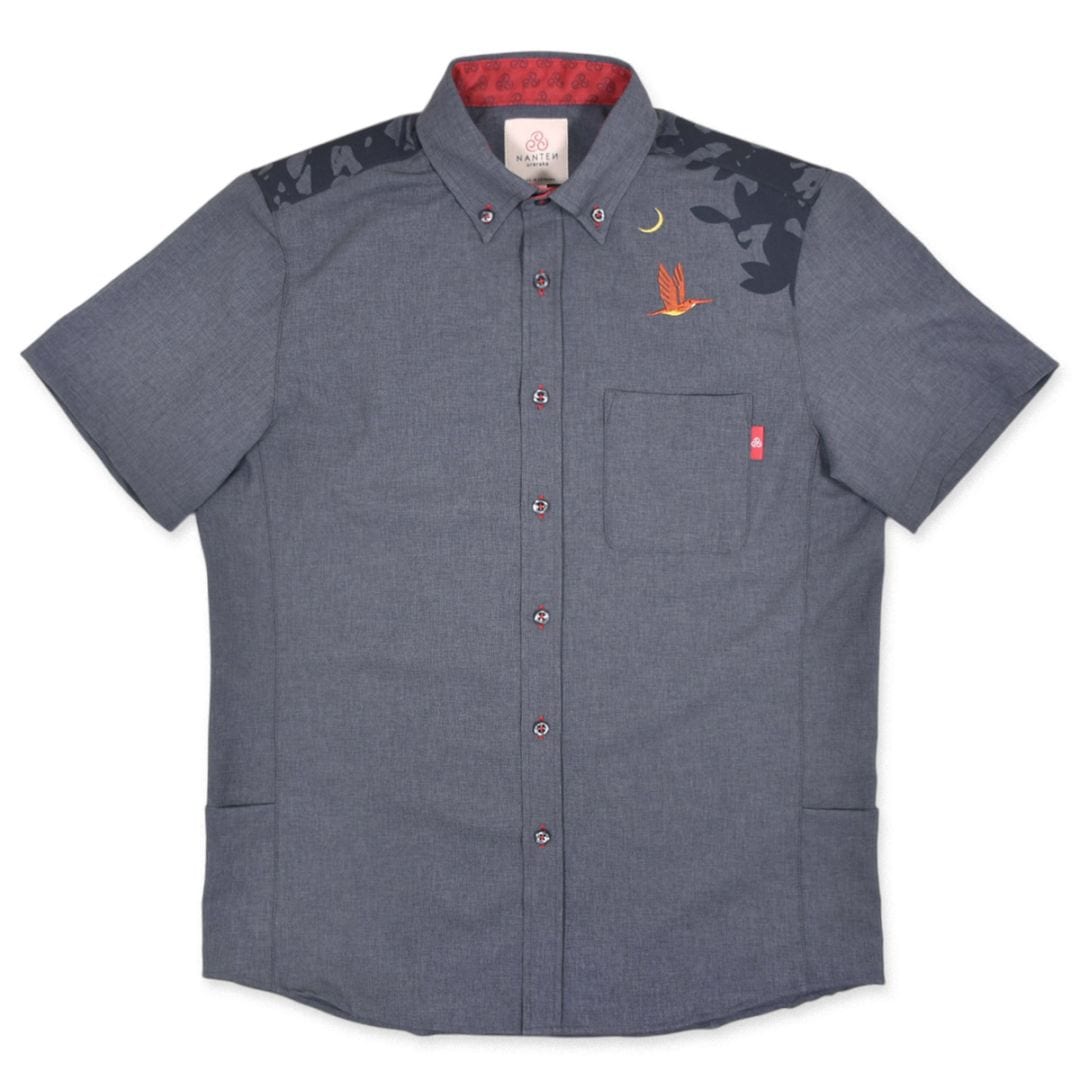 アカショウビン刺繍uraraka/グレー