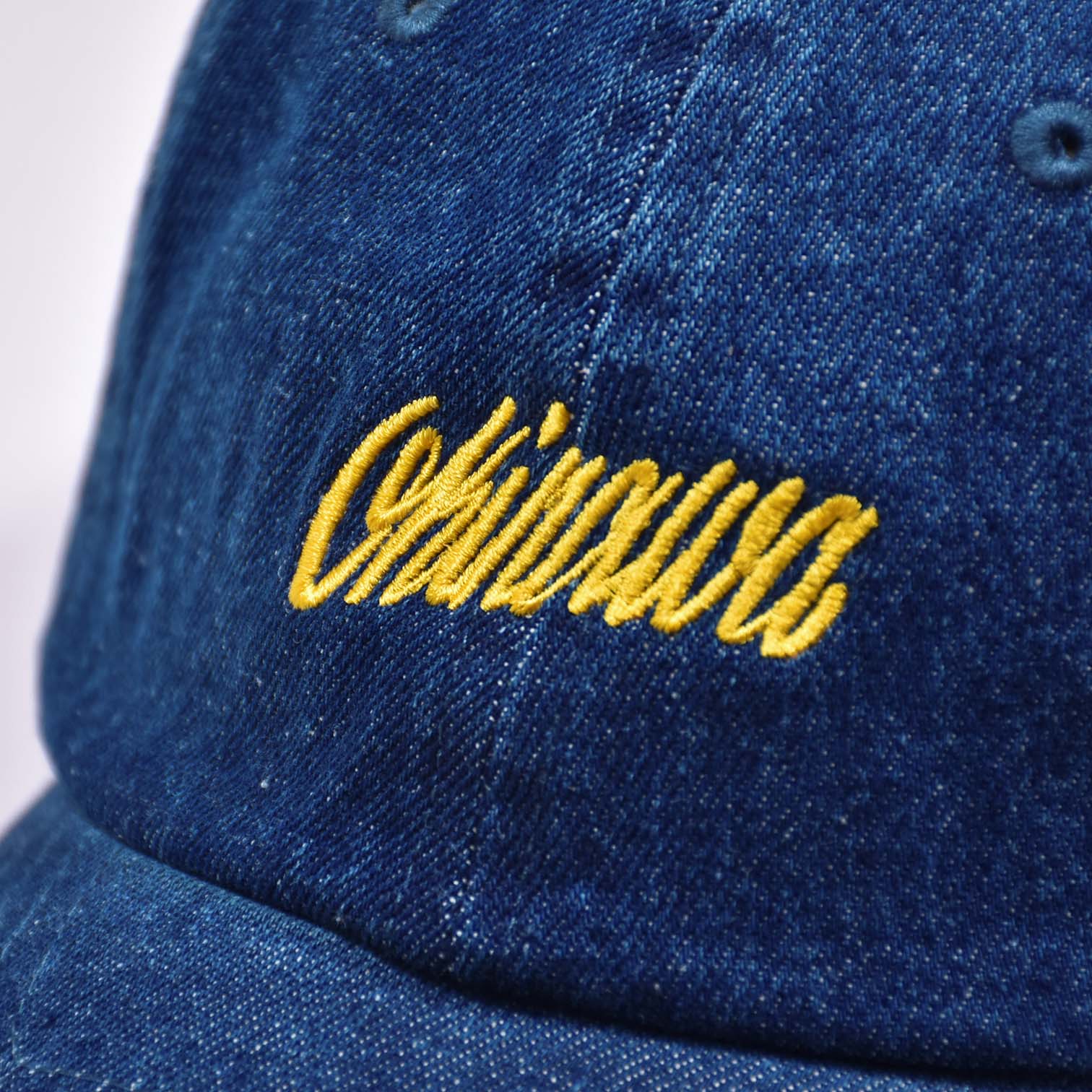 沖縄】スクリプトロゴCAP/ダークブルーデニム【刺繍キャップ】
