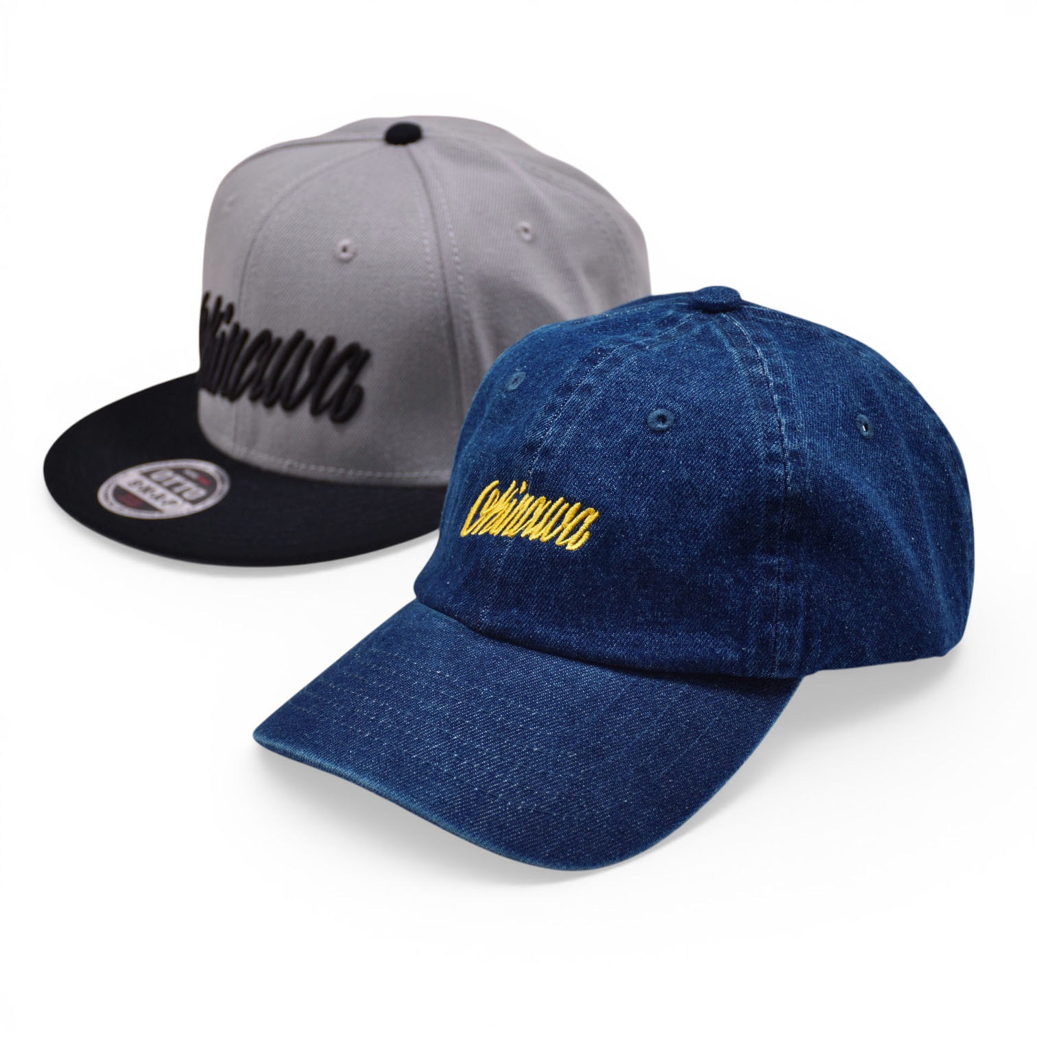 沖縄】スクリプトロゴCAP/ダークブルーデニム【刺繍キャップ】