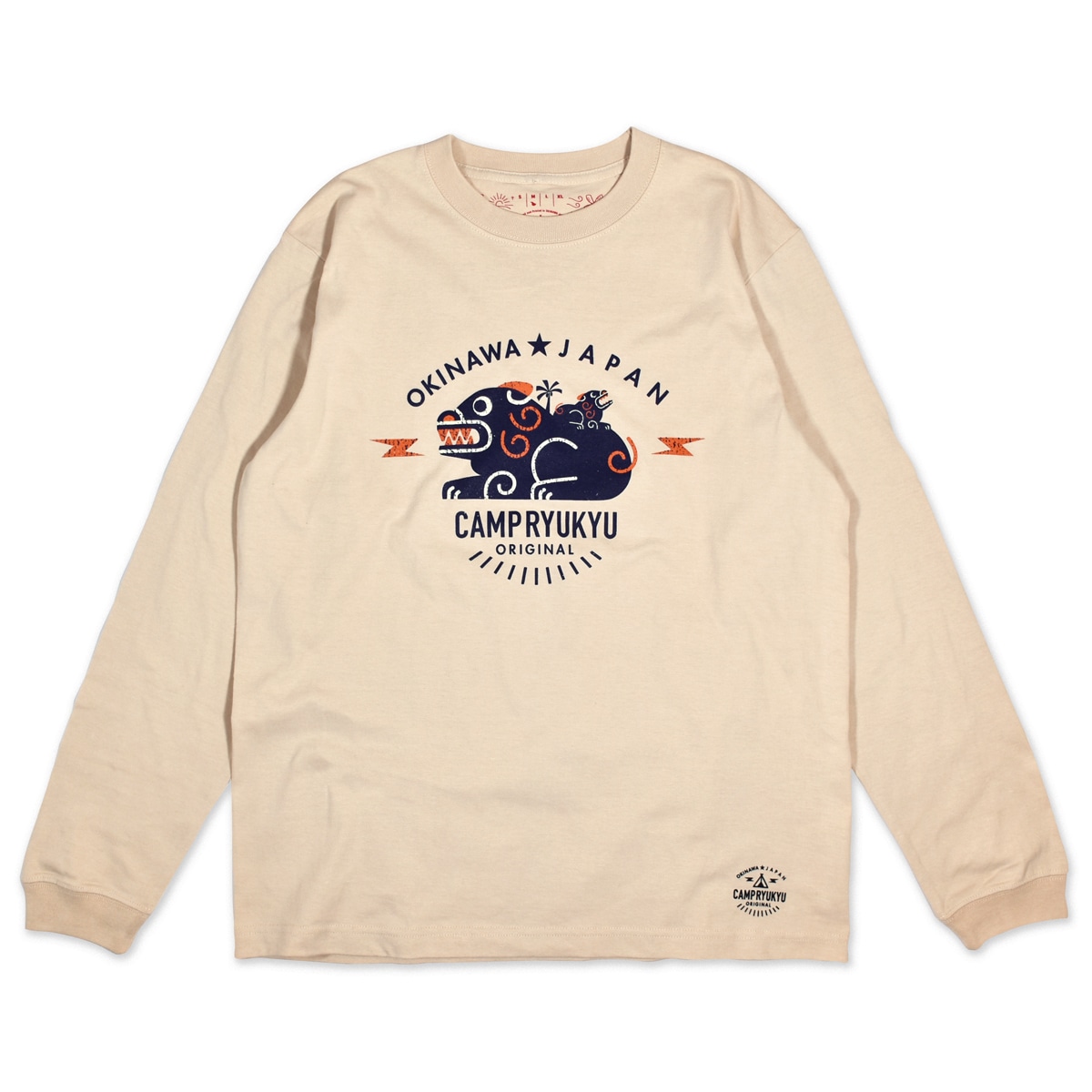 シーサーTシャツ】シーサーシーサーロングスリーブ/サンドベージュ