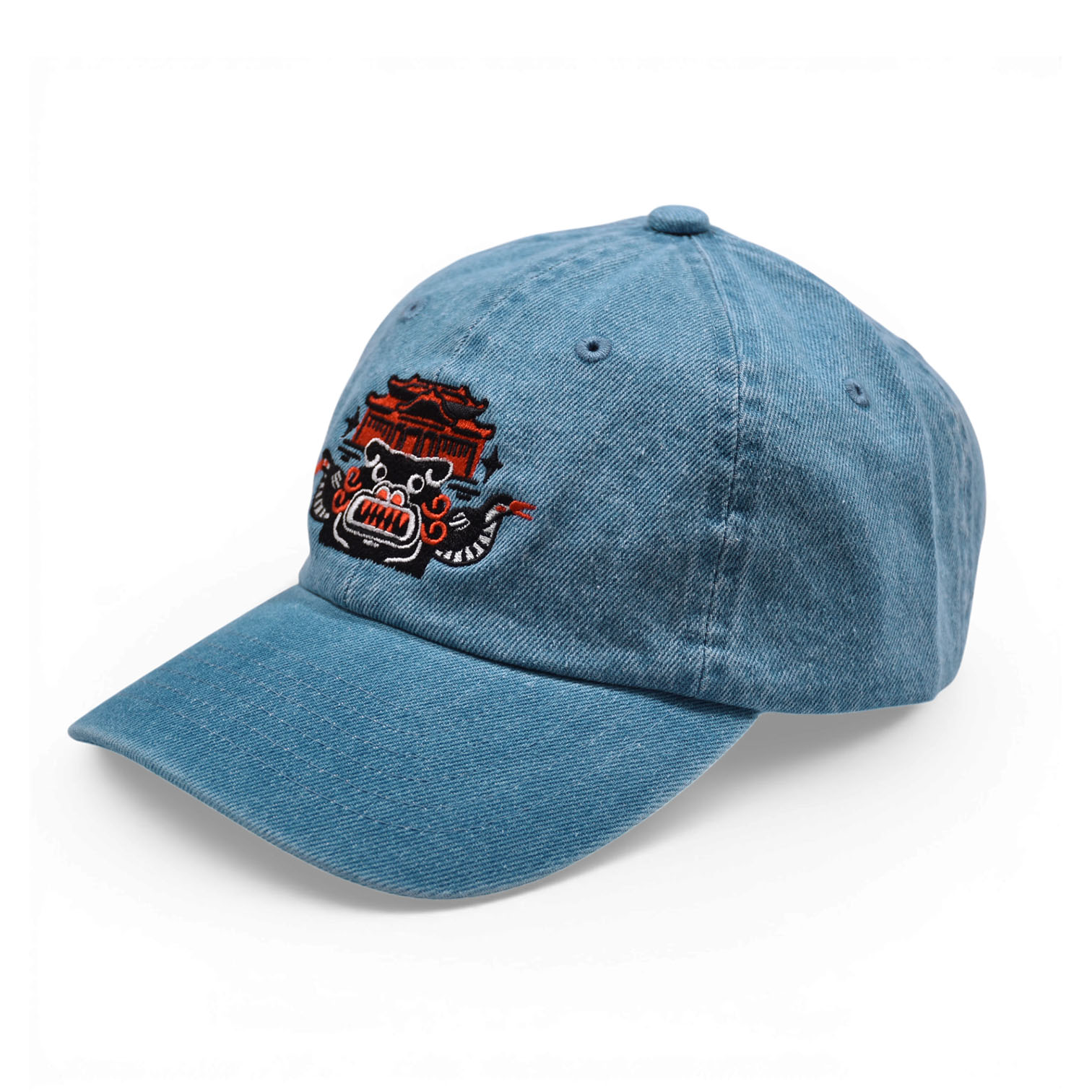 沖縄】首里城シーサーCAP【刺繍デニムキャップ】