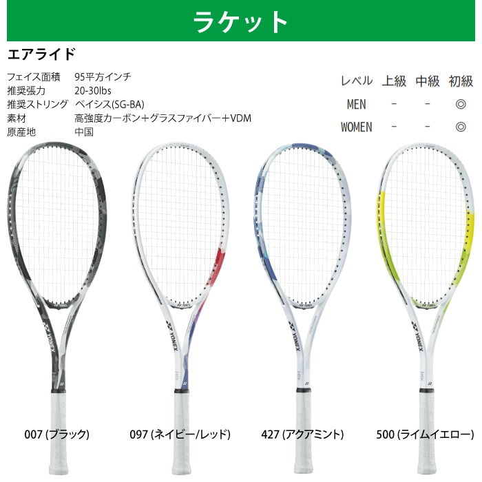 YONEX ヨネックス ソフトテニス エアライド 2025年 4点セット ラケット