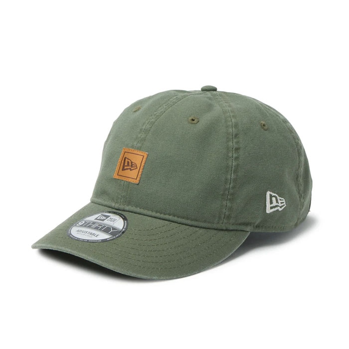 バッジ付きオリーブドラブ帽子 NEWERA ニューエラ 帽子 9THIRTY フラッグロゴ ウーブンパッチ Washed