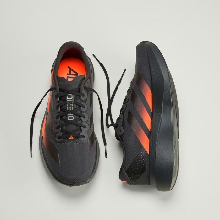 美品 ADIZERO Evo SL M27.5cmブラック オレンジ adidas アディダス ランニングシューズ ADIZERO EVO SL WOVEN M メンズ