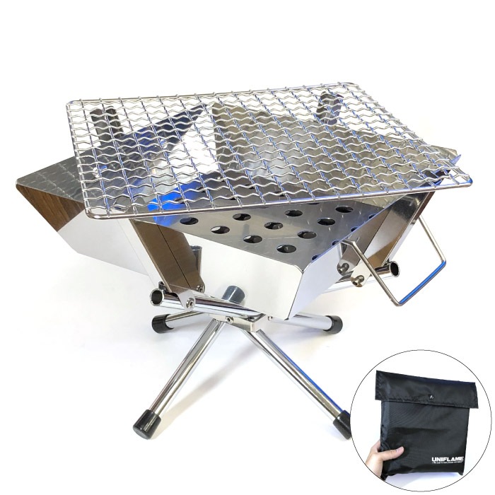 UNIFLAME ステンレス製折り畳みBBQコンロ UNIFLAME ユニフレーム ファイアグリルsolo バーベキューコンロ 焚き火