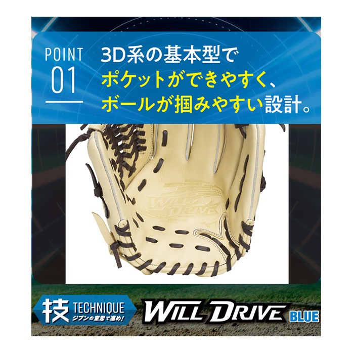 MIZUNO ミズノ 野球グローブ ジュニア軟式用ウィルドライブ ブルー