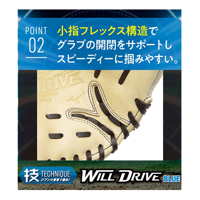 MIZUNO ミズノ 野球グローブ ジュニア軟式用ウィルドライブ ブルー