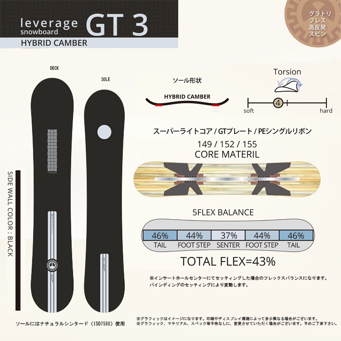 25-26 LEVERAGE レバレッジ GT3 ジーティースリー スノーボード 板