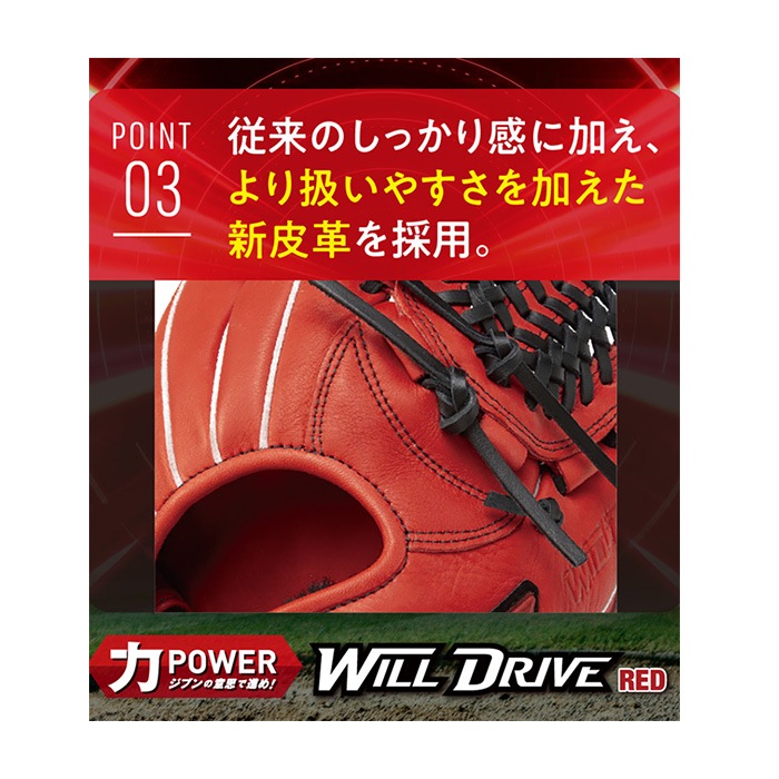 MIZUNO ミズノ 野球グローブ ジュニア軟式用ウィルドライブ レッド