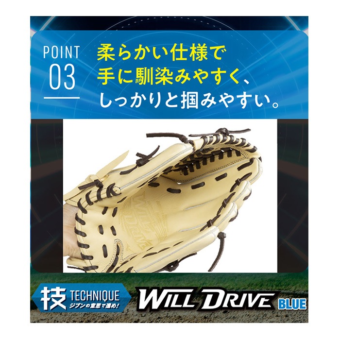 MIZUNO ミズノ 野球グローブ ジュニア軟式用ウィルドライブ ブルー