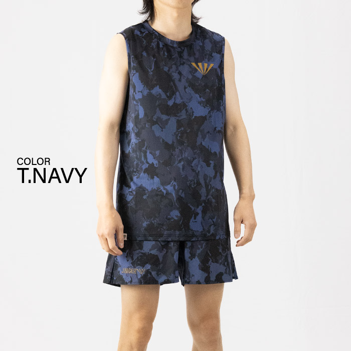 JINGER ノースリーブシャツ XS、パンツ 上下セット】 JINGER ジンガー ランニング ノースリーブシャツ マルチ