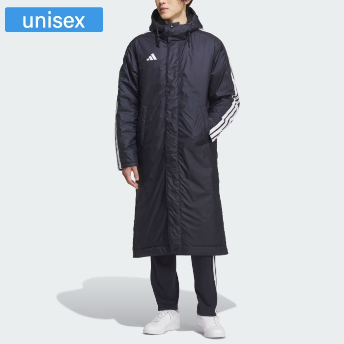 【新品】adidas ベンチコート Lブラック ダウン スポーツ アディダス adidas アディダス ベンチコート スリーストライプス ルーズフィット