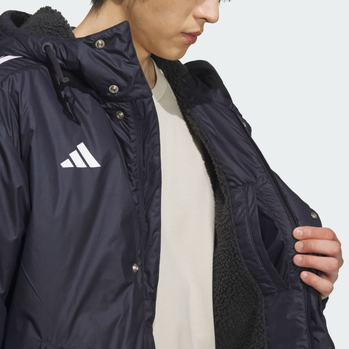 adidas アディダス ベンチコート スリーストライプス ルーズフィット