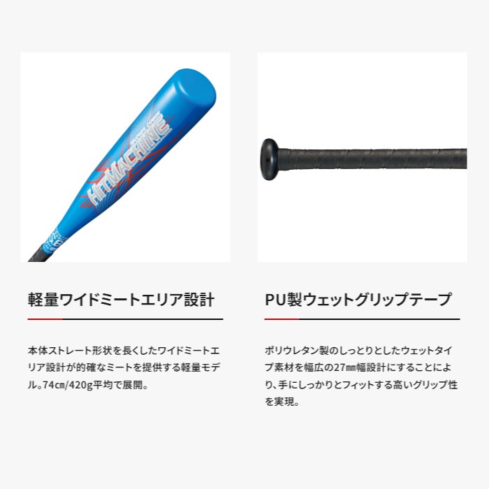 ZETT ゼット 野球バット 小学生軟式FRP製バット ヒットマシン ブルー