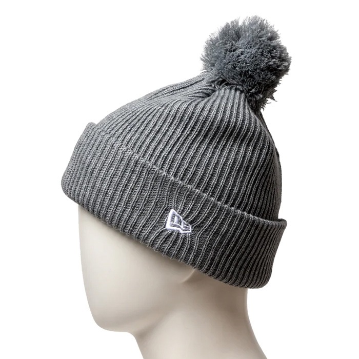 NEW ERA ニューエラ ニットキャップ ポンポンニット リブヘザーグレー