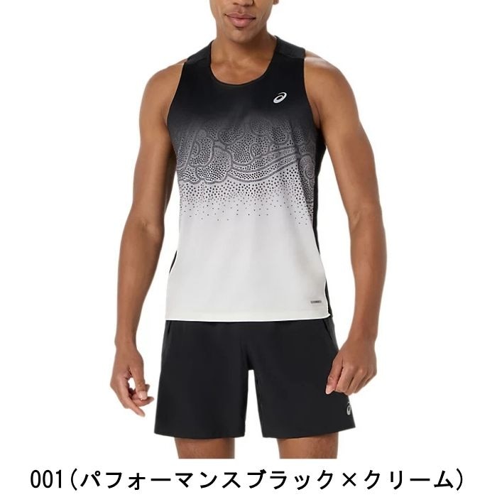 on ノースリーブ asics アシックス トップス ROAD ランニングFADEシングレット メンズ