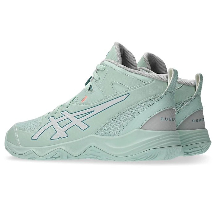 国内完売ASICSバスケットボールシューズ グレー/ミント asics アシックス バスケットボールシューズ DUNKSHOT MB 10 ジュニア