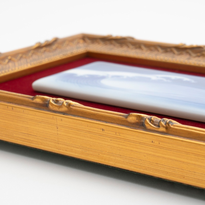 官窯富士に初日 ミニL陶額