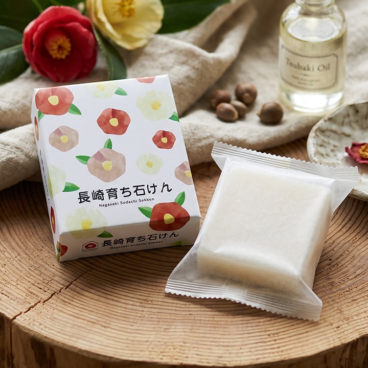 【最新版】長崎育ち石けん（90g/椿の花パッケージ）