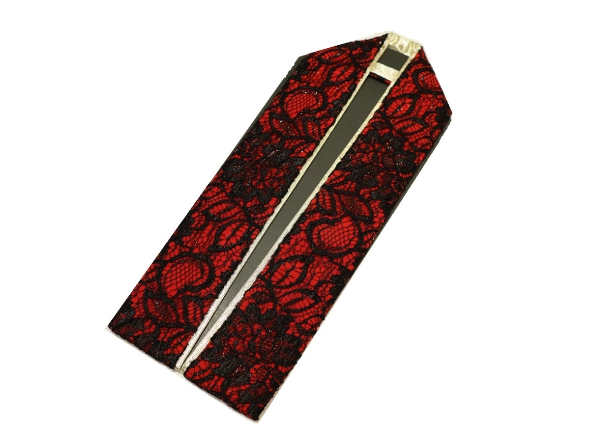 レース重ね衿(棒衿仕立て)「赤色の地に黒色のレース」 | 半衿、伊達衿