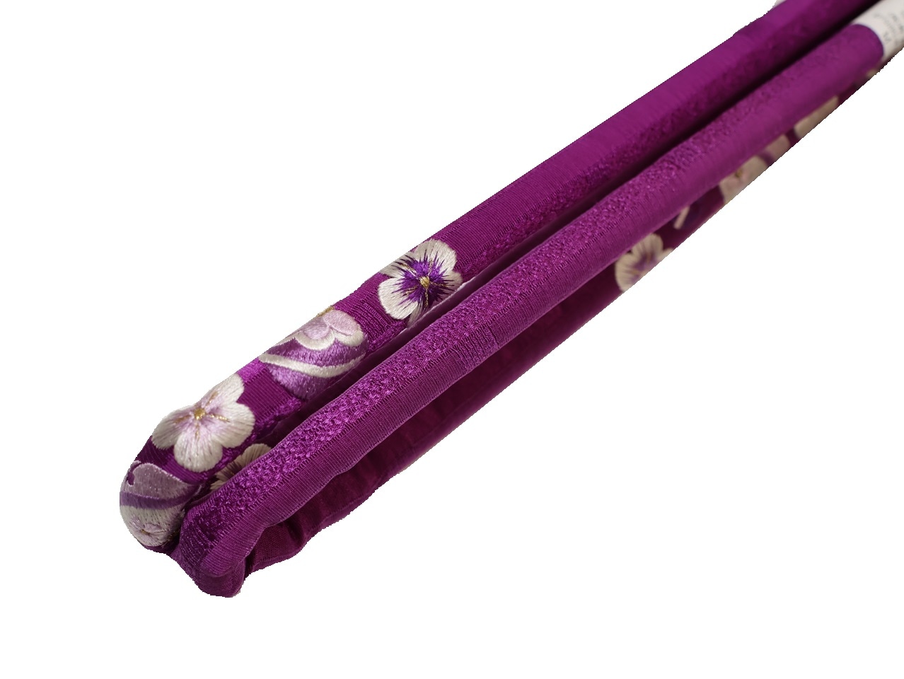 正絹帯締め(丸ぐけ)「紫色の地に梅と鈴の刺繍」 | 帯締め,帯締め(礼装